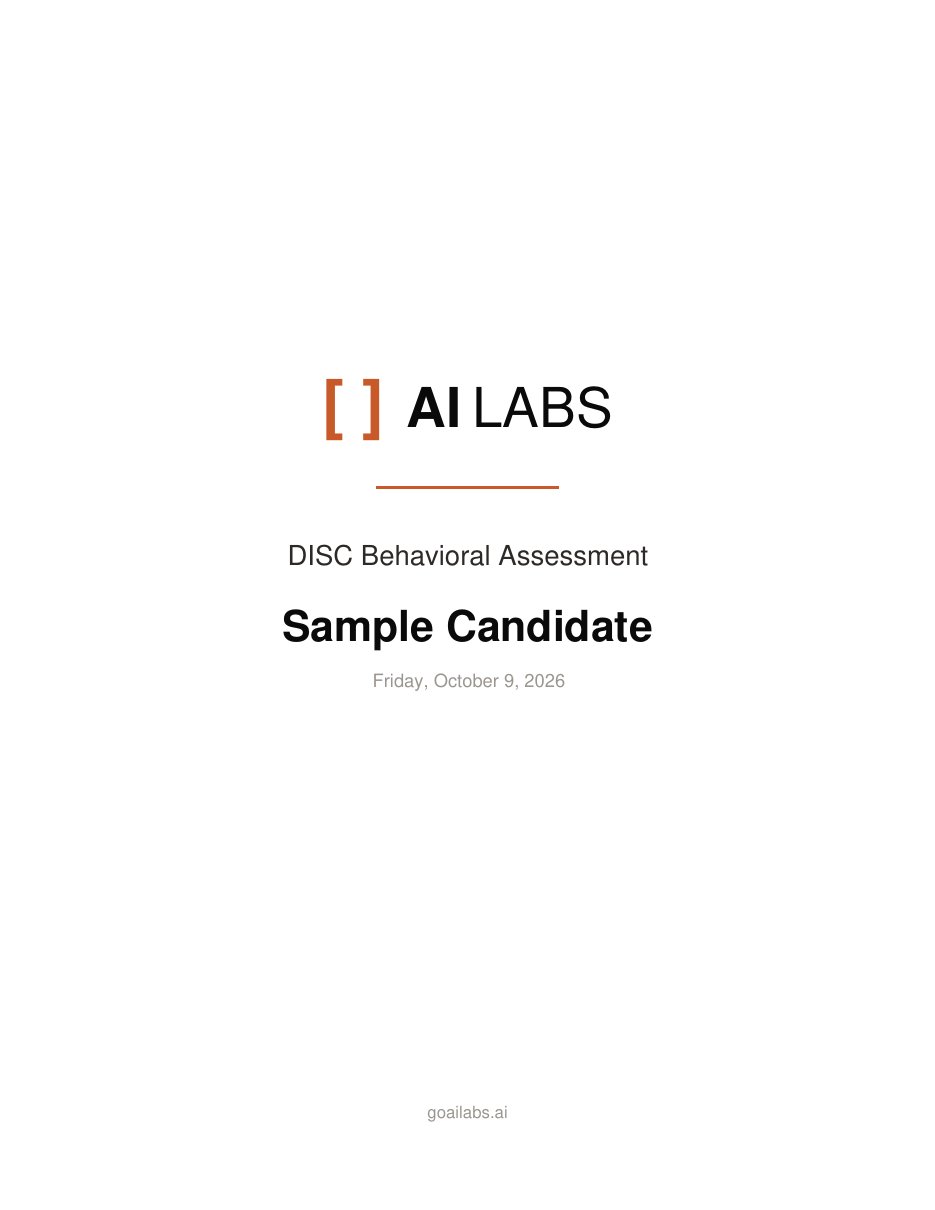 Sample DISC report page 1: Cover