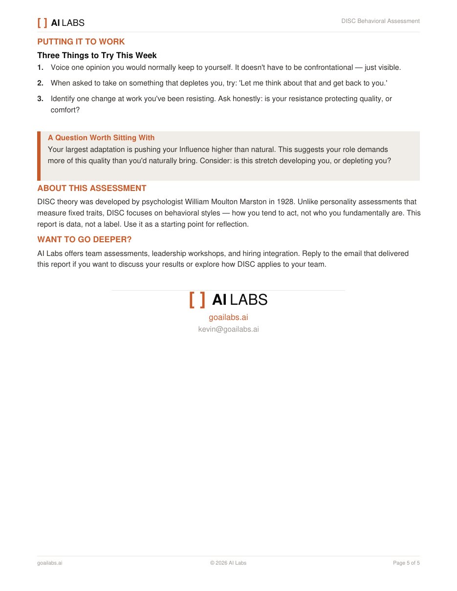 Sample DISC report page 5: Putting it to work